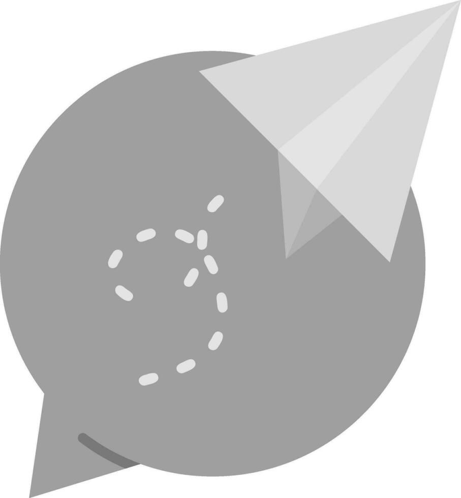 papel avión gris escala icono vector