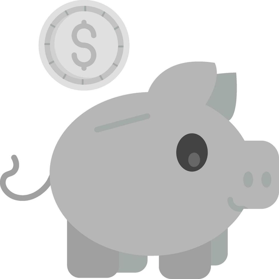 cerdito banco gris escala icono vector