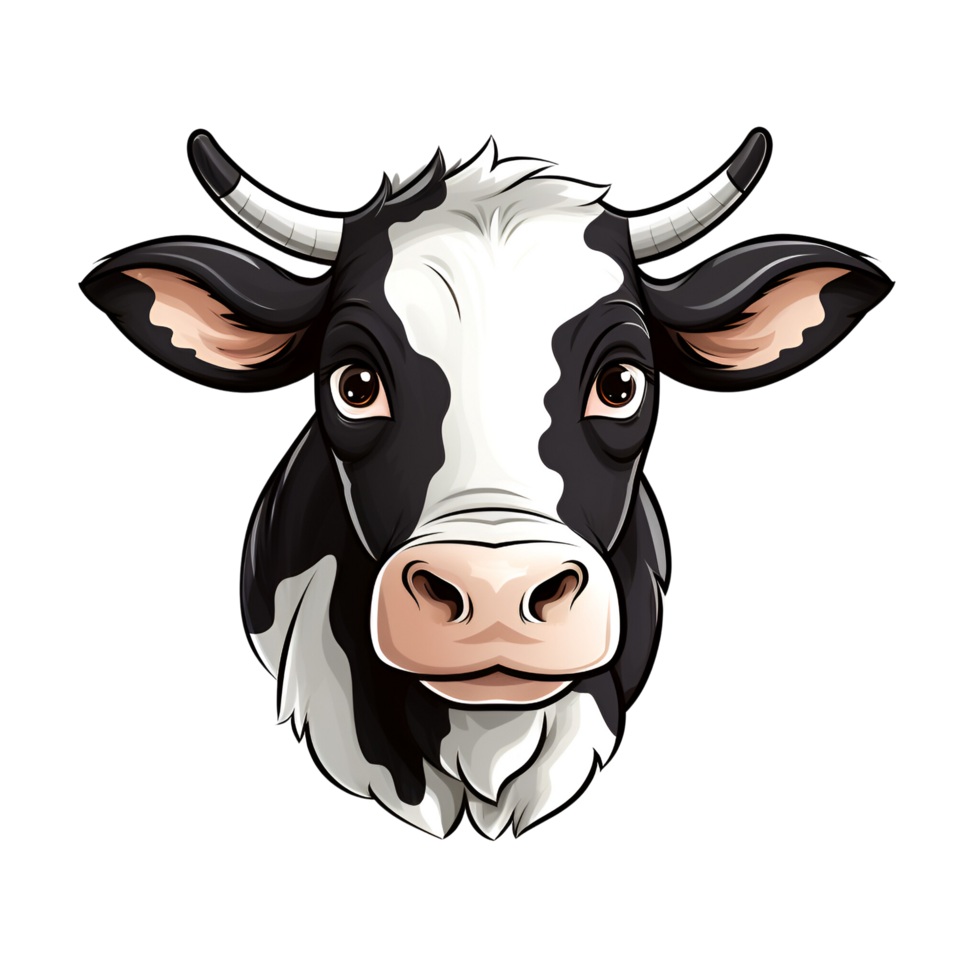 ai generato cartone animato stile azienda agricola mucca logo illustrazione no sfondo Perfetto per Stampa su richiesta merce png