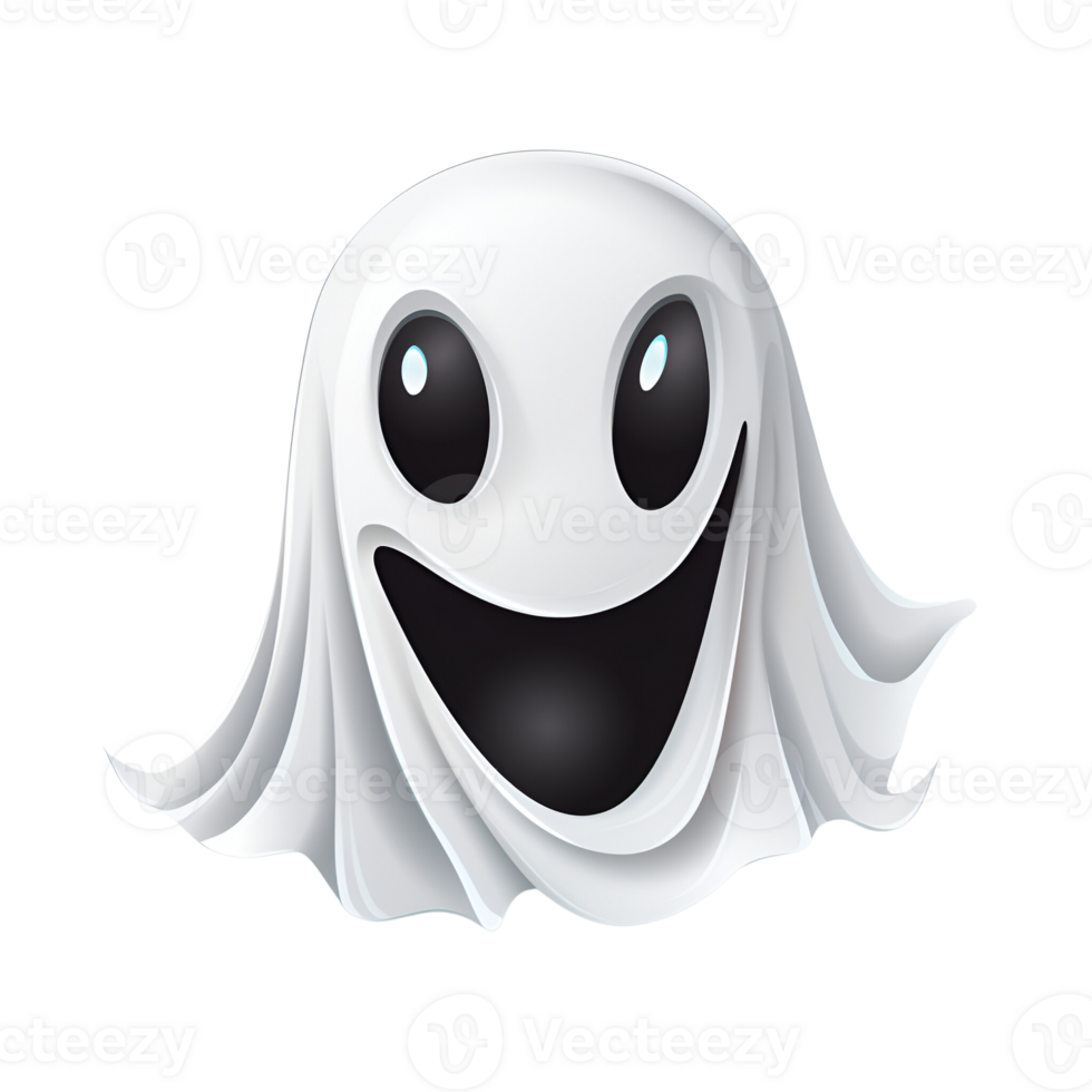 AI generated Halloween Cartoon Style White Ghost Ghost Face Ghost Cloak No Background Perfect for Print on Demand Merchandise png