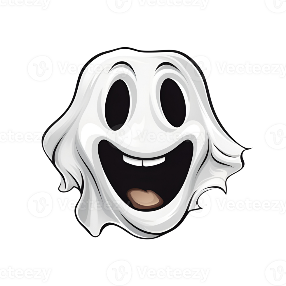 AI generated Halloween Cartoon Style White Ghost Ghost Face Ghost Cloak No Background Perfect for Print on Demand Merchandise png