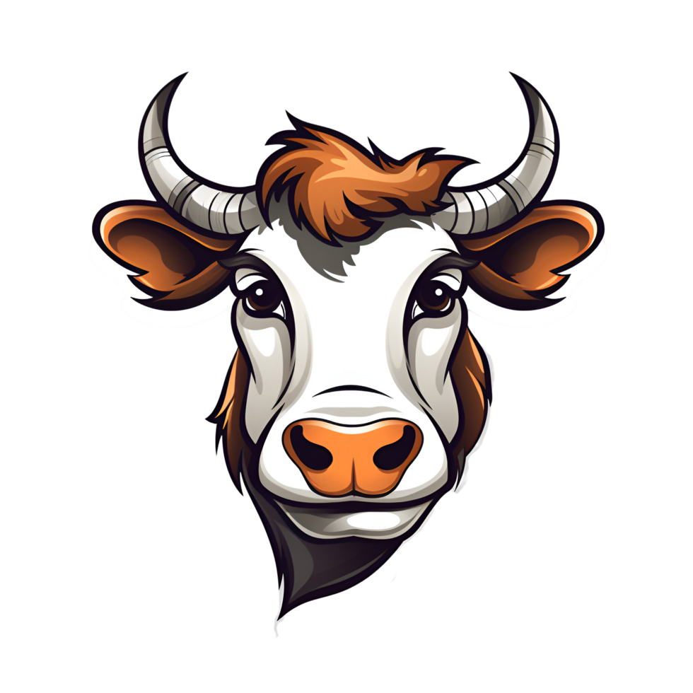 ai gerado desenho animado estilo Fazenda vaca logotipo ilustração não fundo perfeito para impressão em exigem mercadoria png