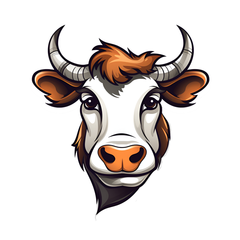 AI generated Cartoon Style Farm Cow Logo Illustration No Background Perfect for Print on Demand Merchandise png