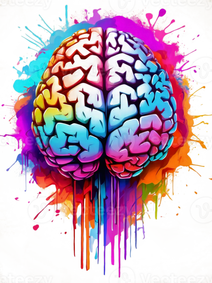 AI generated Brain watercolor art on transparent background.Generative AI. png
