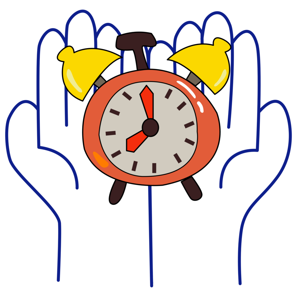 safe hand holding alarm clock. png