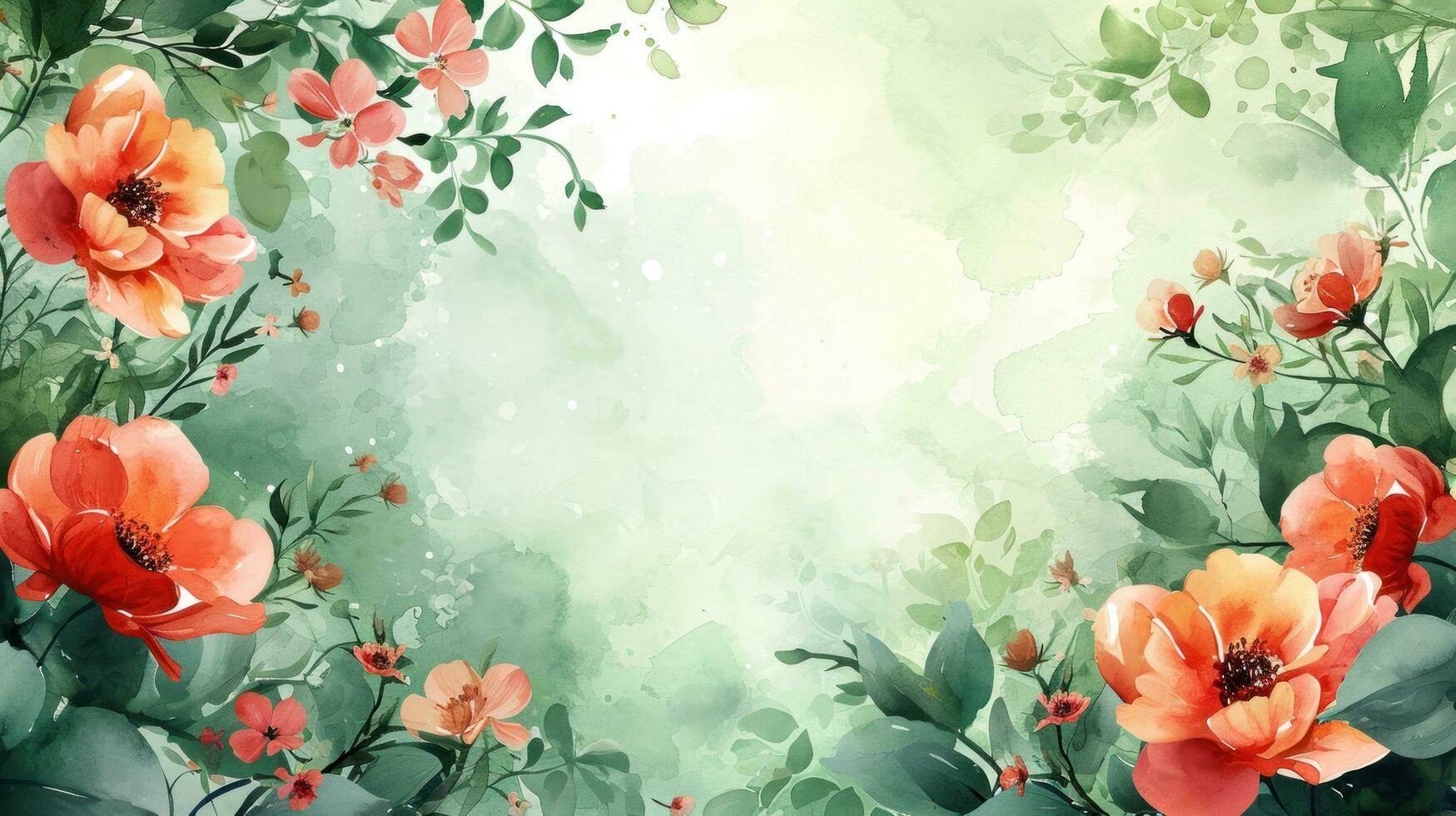 AI generated Watercolor flowers, lush greenery, and intricate patterns form a sophisticated spring backdrop photo