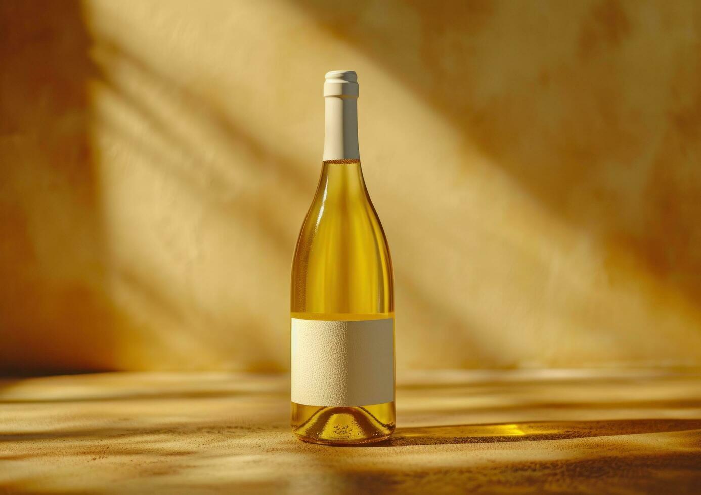 AI generated the bottle of white wine is on a table in brown photo