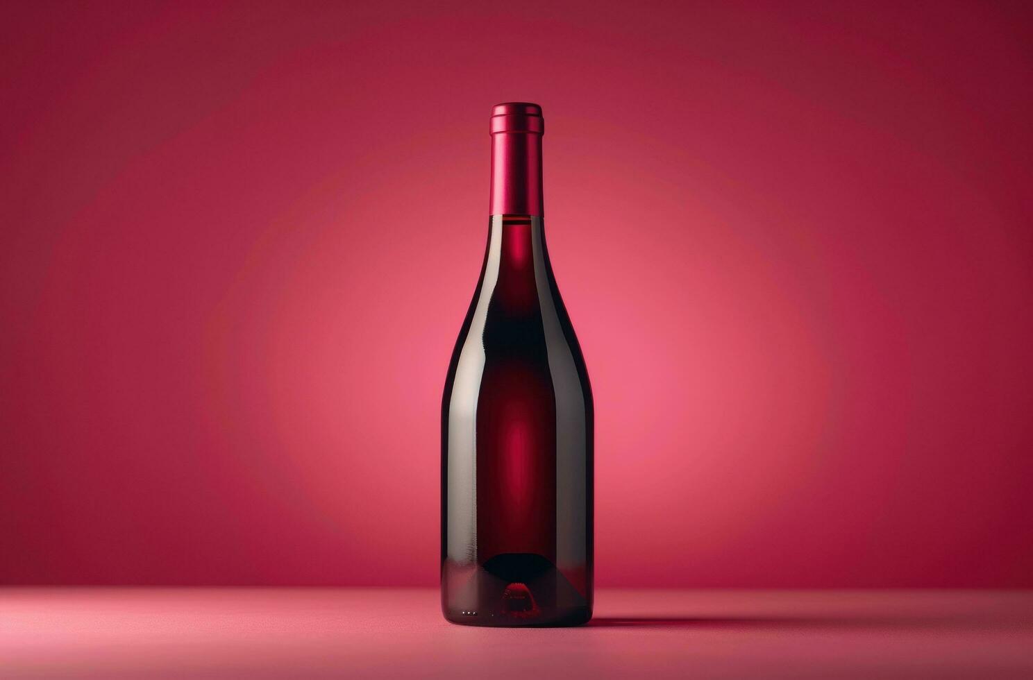 AI generated wine bottle in the background over pink background pink backdrop photo