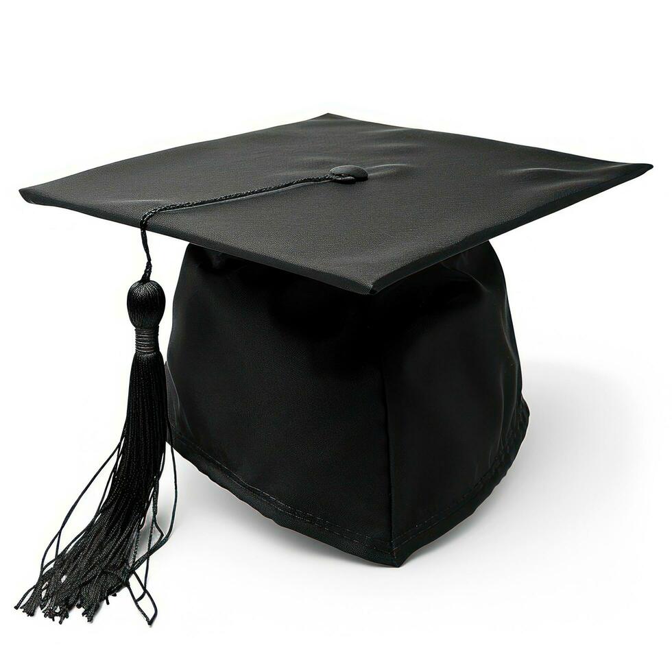 AI generated black graduation cap isolated photo