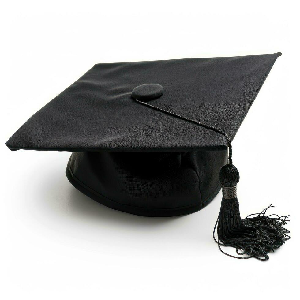 AI generated black graduation cap isolated photo