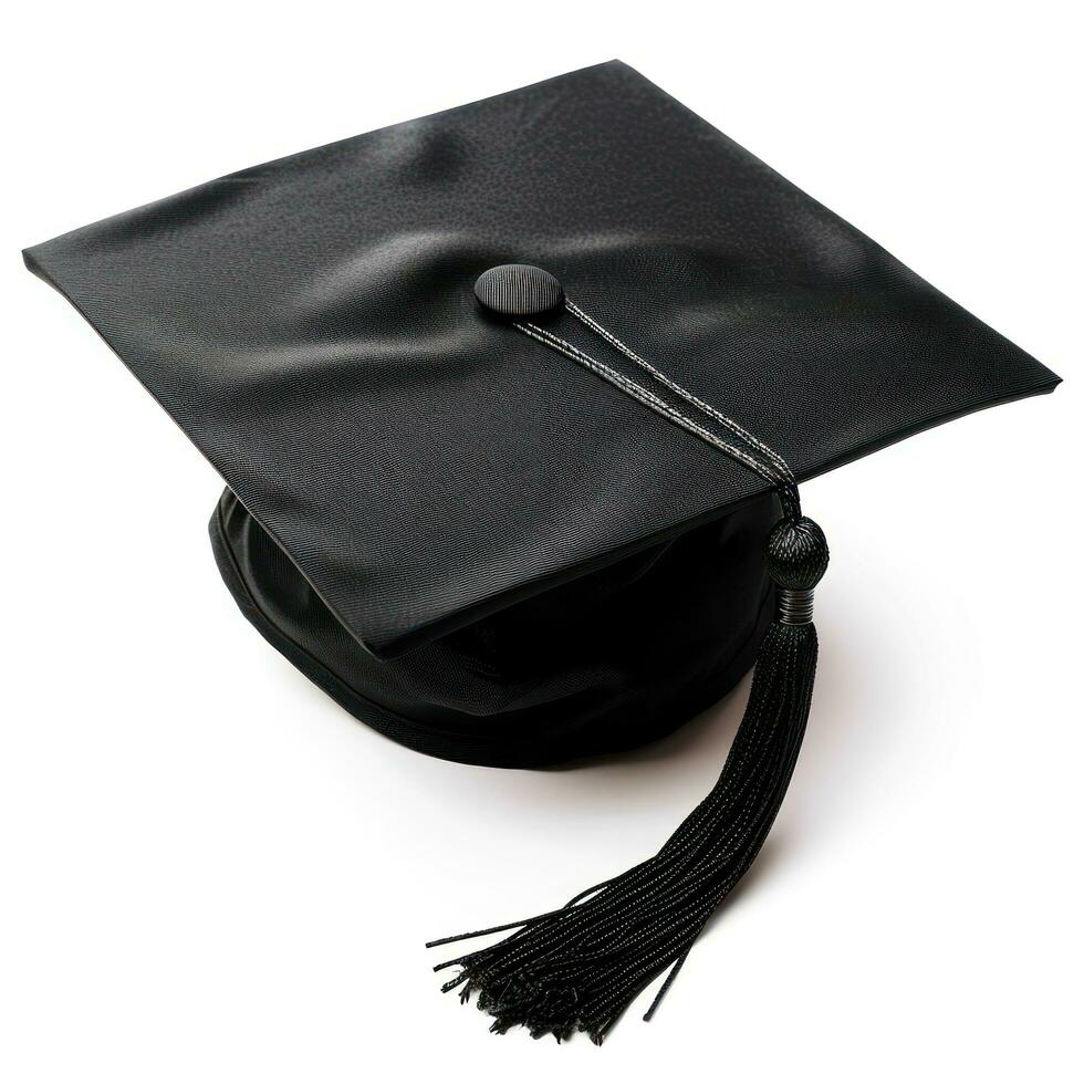 AI generated black graduation cap isolated photo