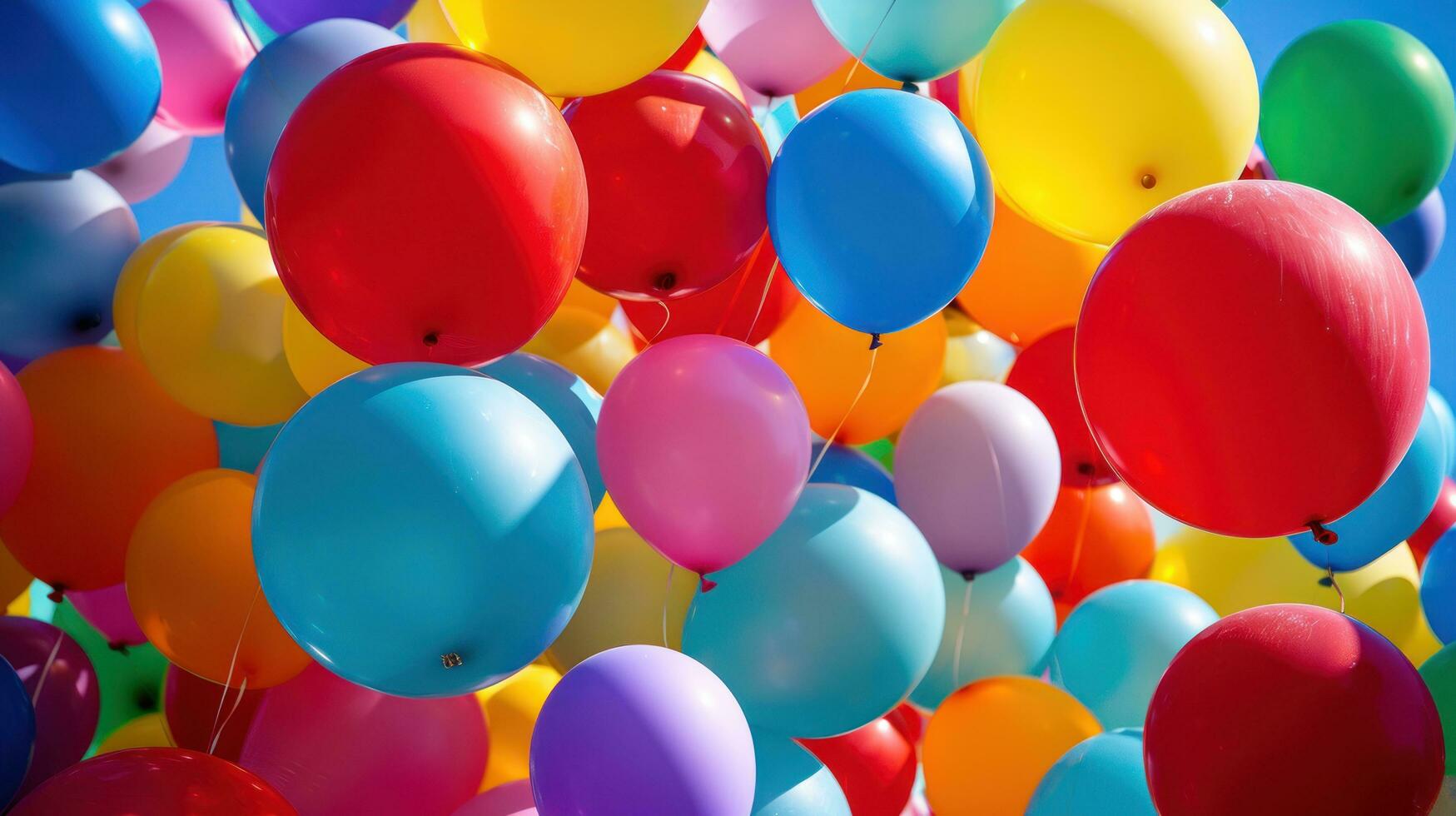 AI generated Vibrant balloons fill the air, creating a festive and joyous atmosphere with copy space photo