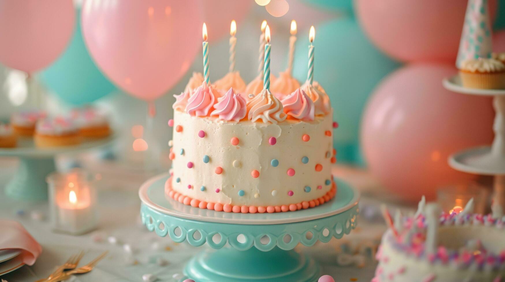 AI generated Whimsical decor, vibrant balloons, and joyful revelry create a lively and enchanting party ambiance photo