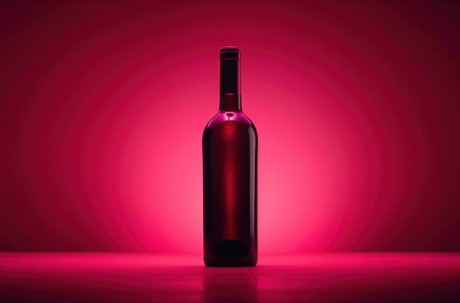 AI generated wine bottle in the background over pink background pink backdrop photo