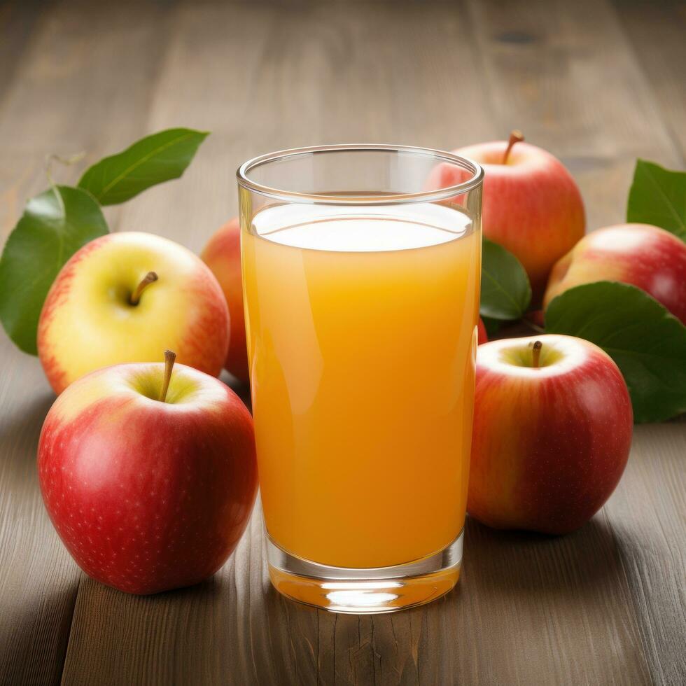 AI generated apple juice on glass photo