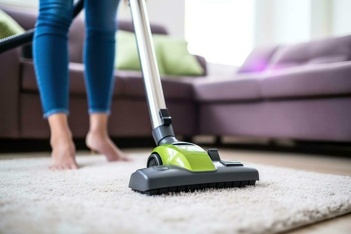 AI generated a woman working with a vacuum on a carpet photo