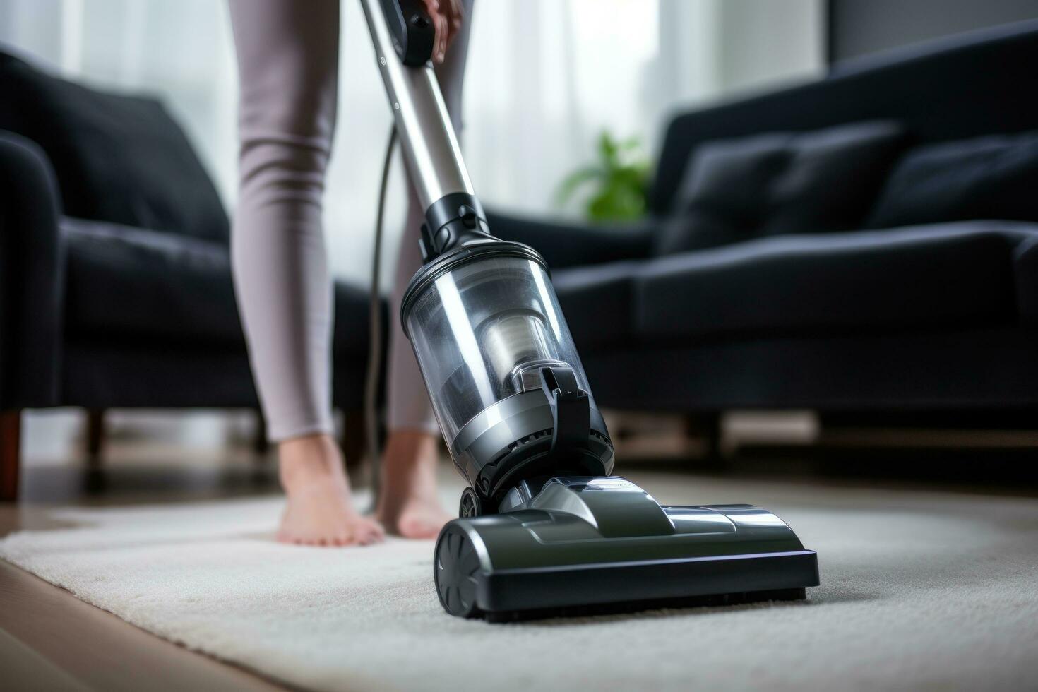 AI generated a woman working with a vacuum on a carpet photo