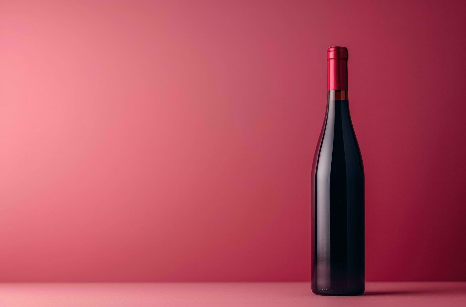 AI generated wine bottle in the background over pink background pink backdrop photo