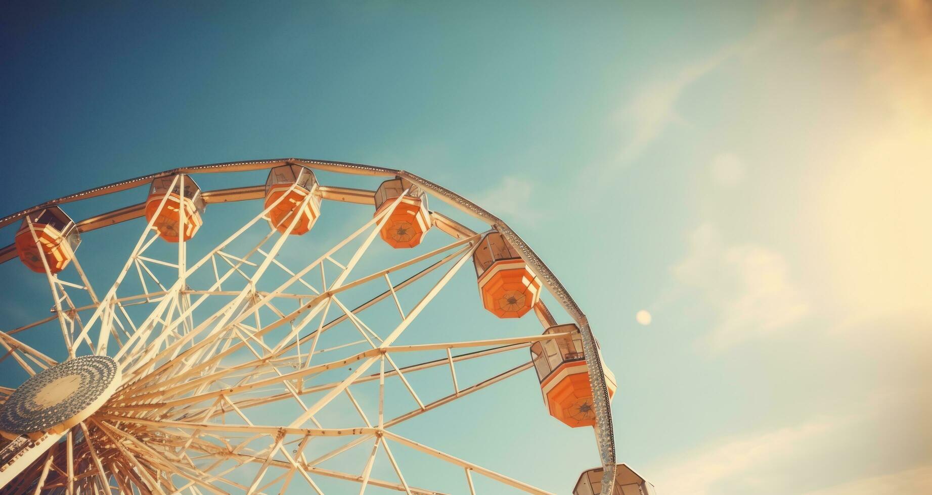 AI generated beautiful ferris wheel with blue sky photo