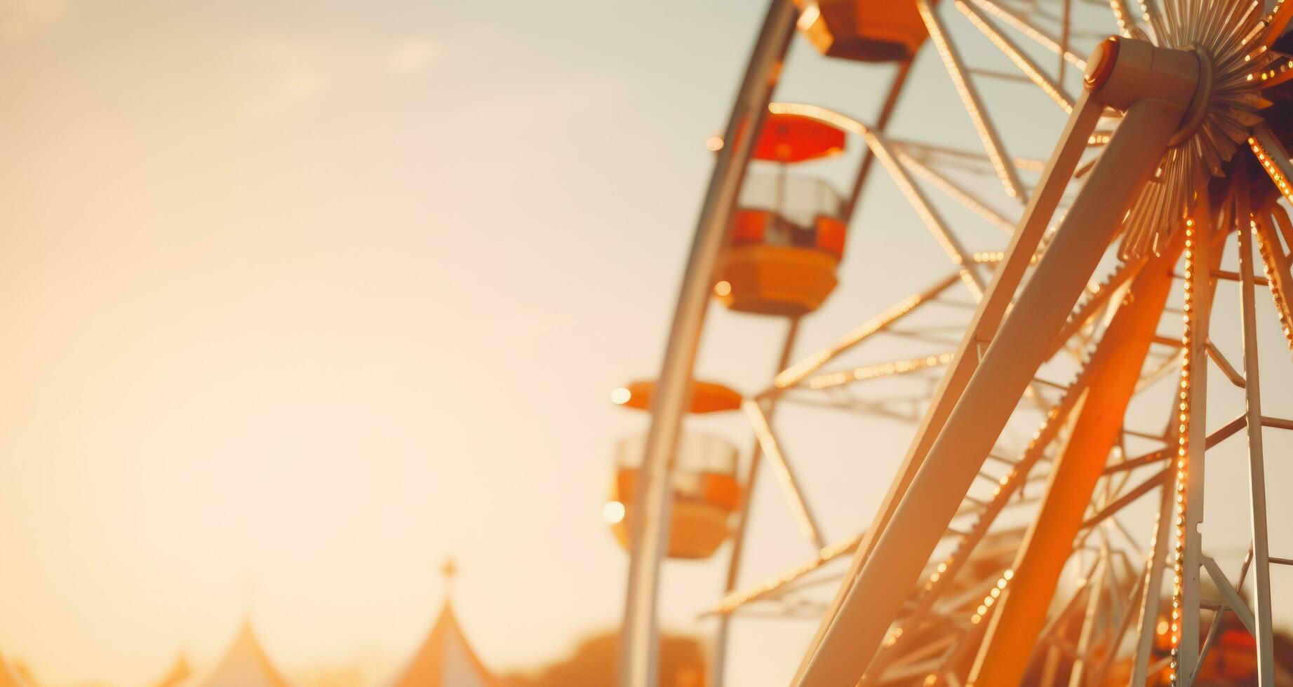 AI generated beautiful ferris wheel with blue sky photo