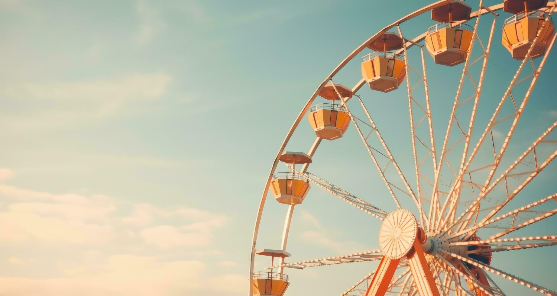 AI generated beautiful ferris wheel with blue sky photo