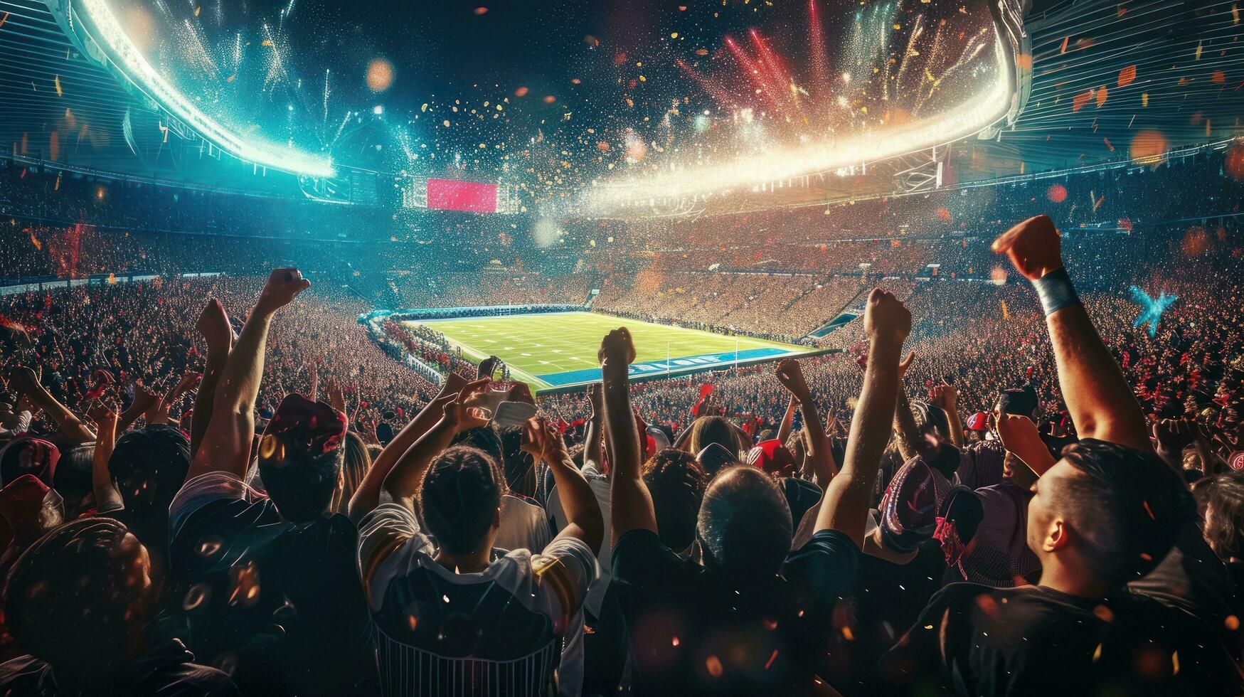 AI generated Big group of sport fan on stadium photo