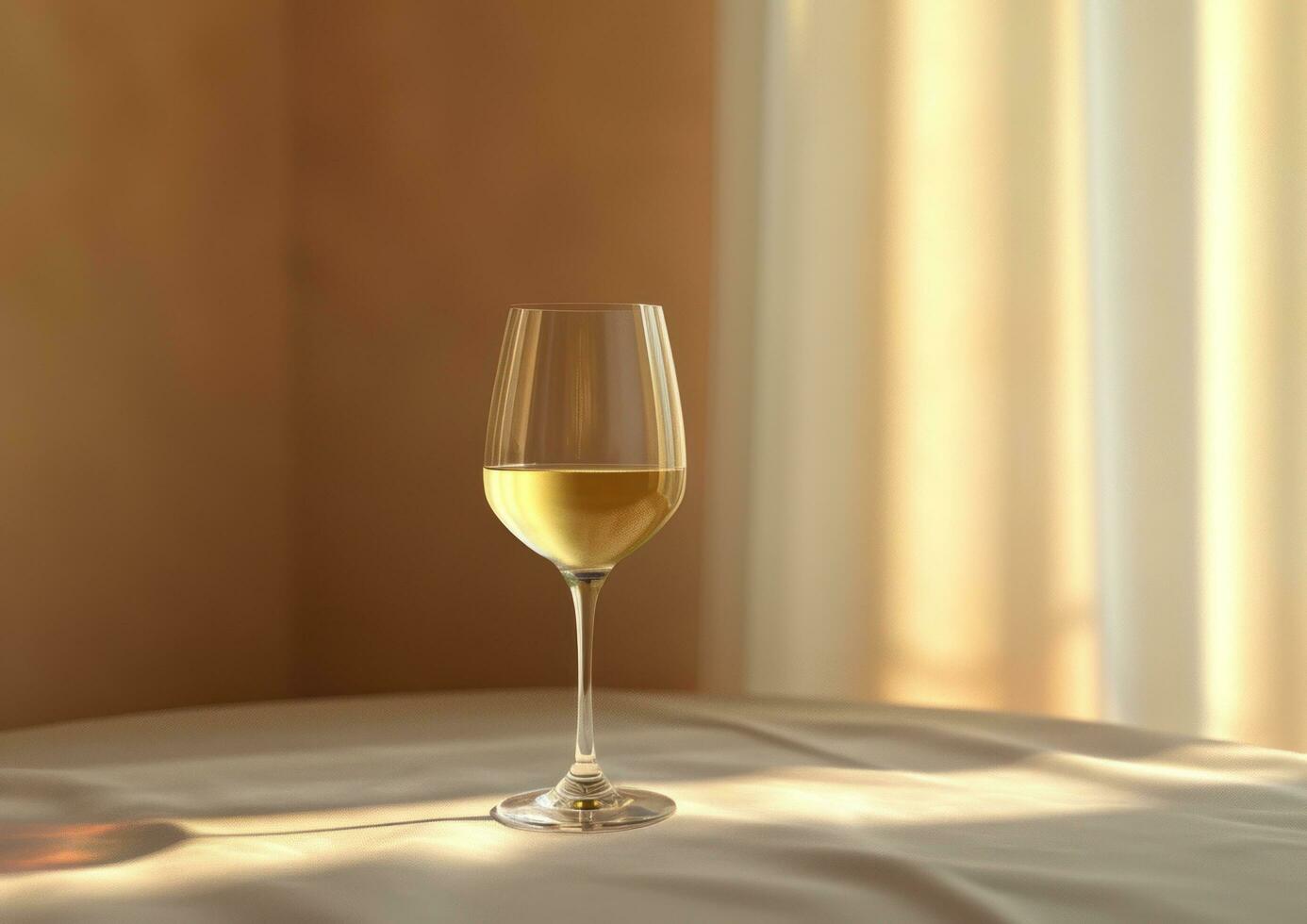 AI generated white wine and flute on table with emulsion background photo