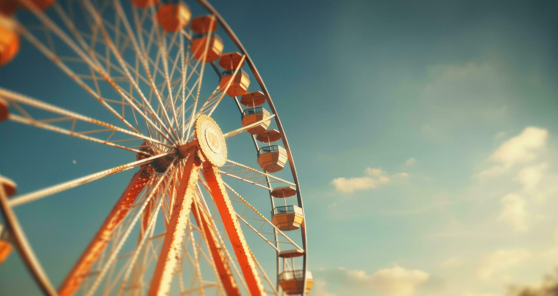 AI generated beautiful ferris wheel with blue sky photo