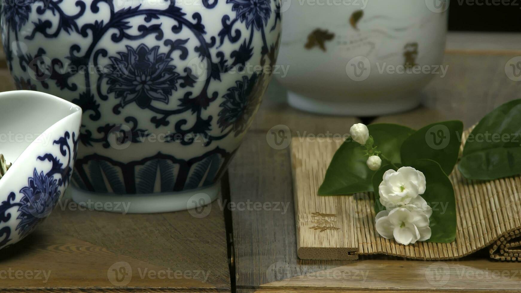 Utensils for the tea ceremony. Close-up table for the tea ceremony, utensils and accessories photo