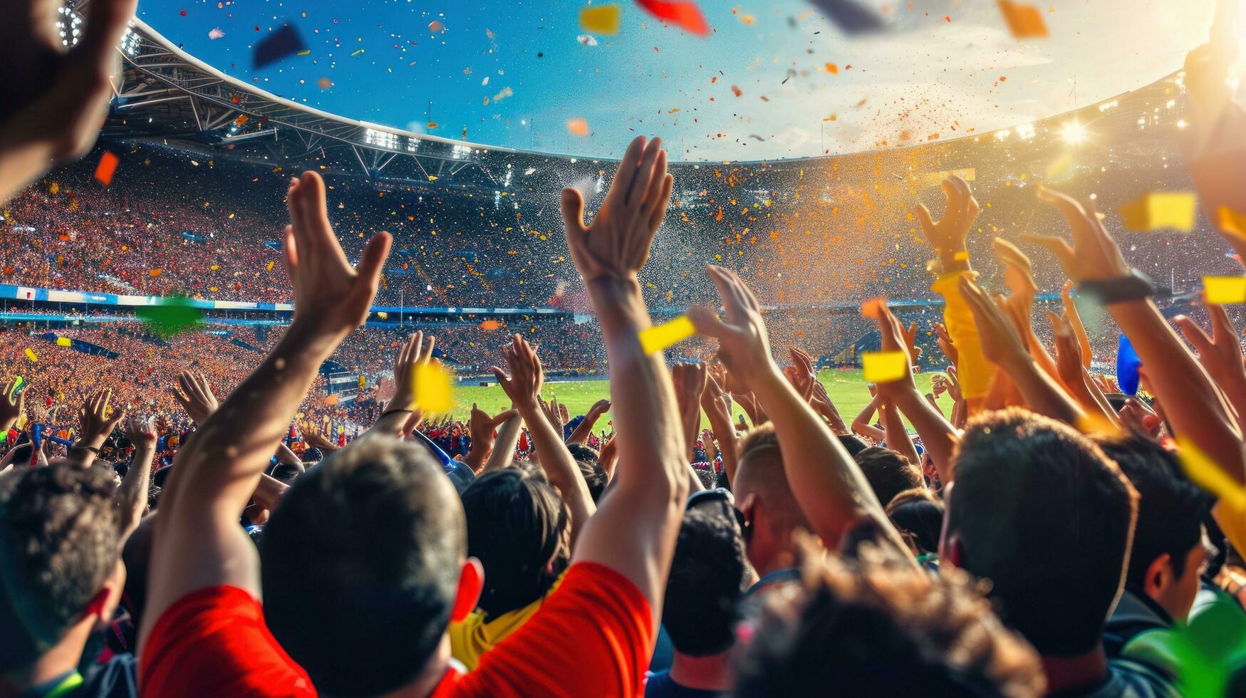 AI generated Big group of sport fan on stadium photo