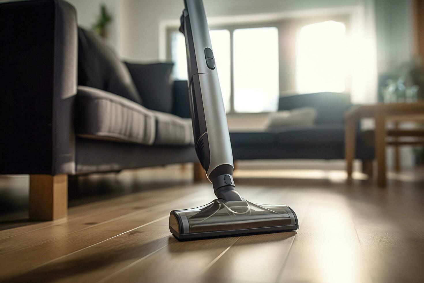 AI generated person vacuuming and cleaning a carpeting photo