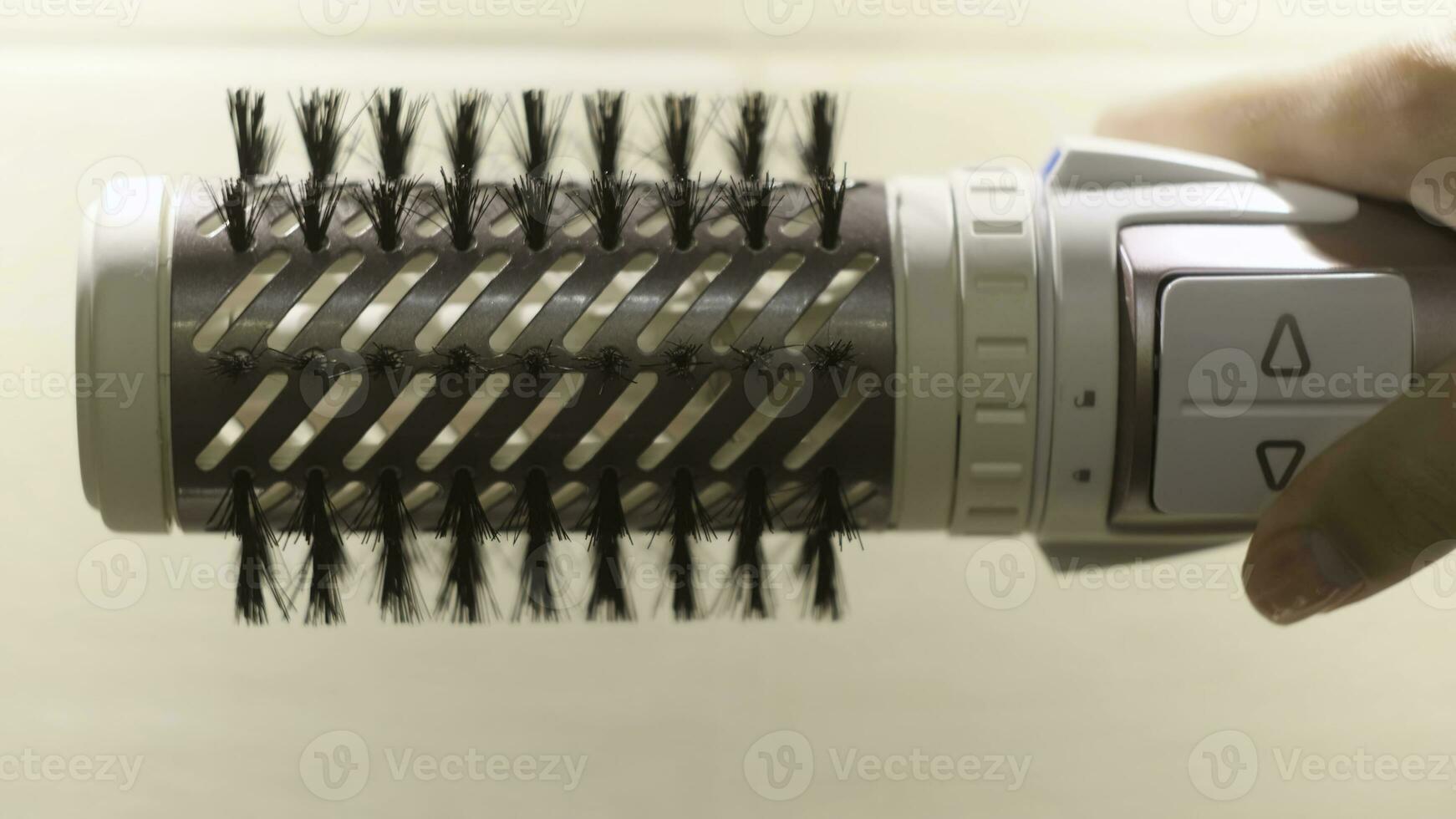 Close up of a special removable nozzle of hairdresser. Concept. Female automatic machine for hair drying, professional tools for hair styling. photo