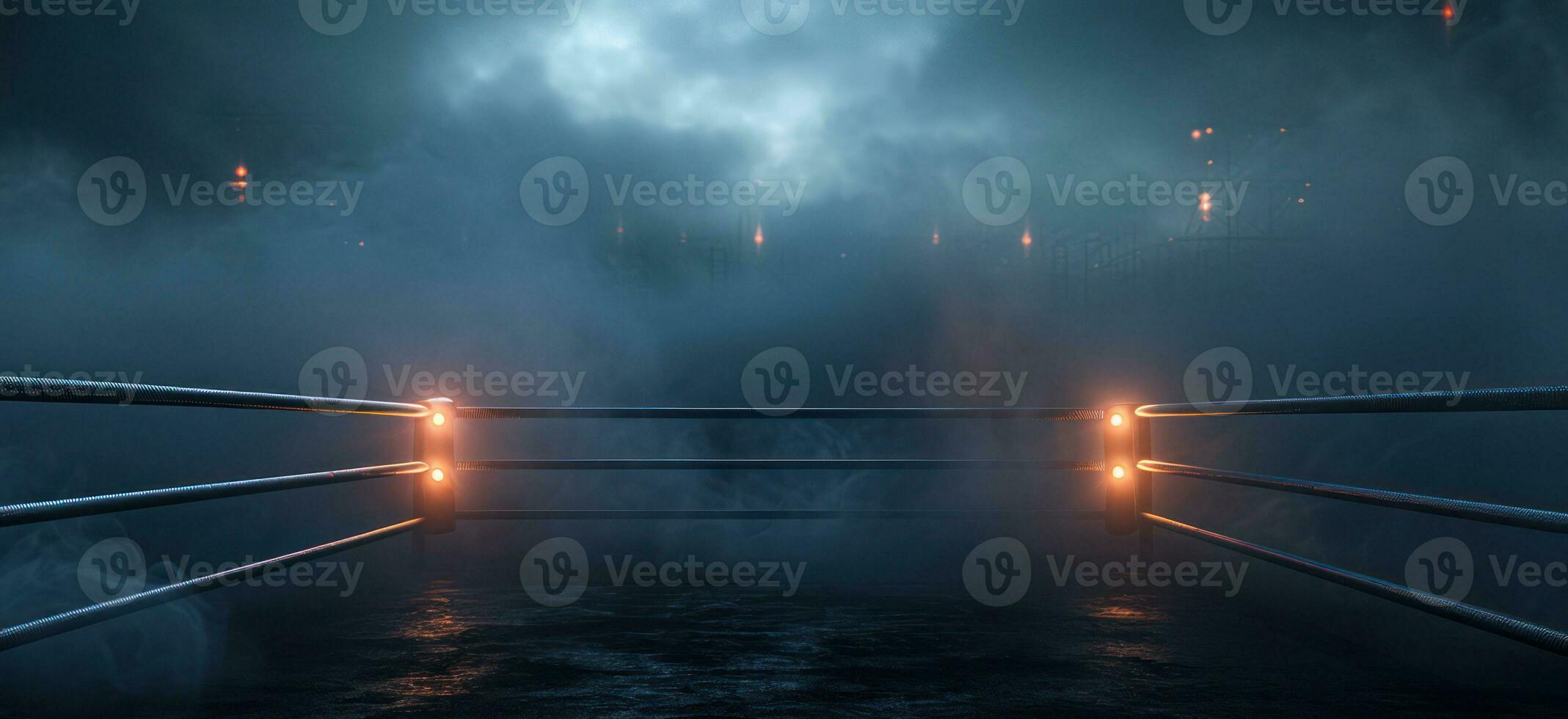 AI generated Generative AI, professional boxing ring with spotlights and smokey background, martial arts sport photo