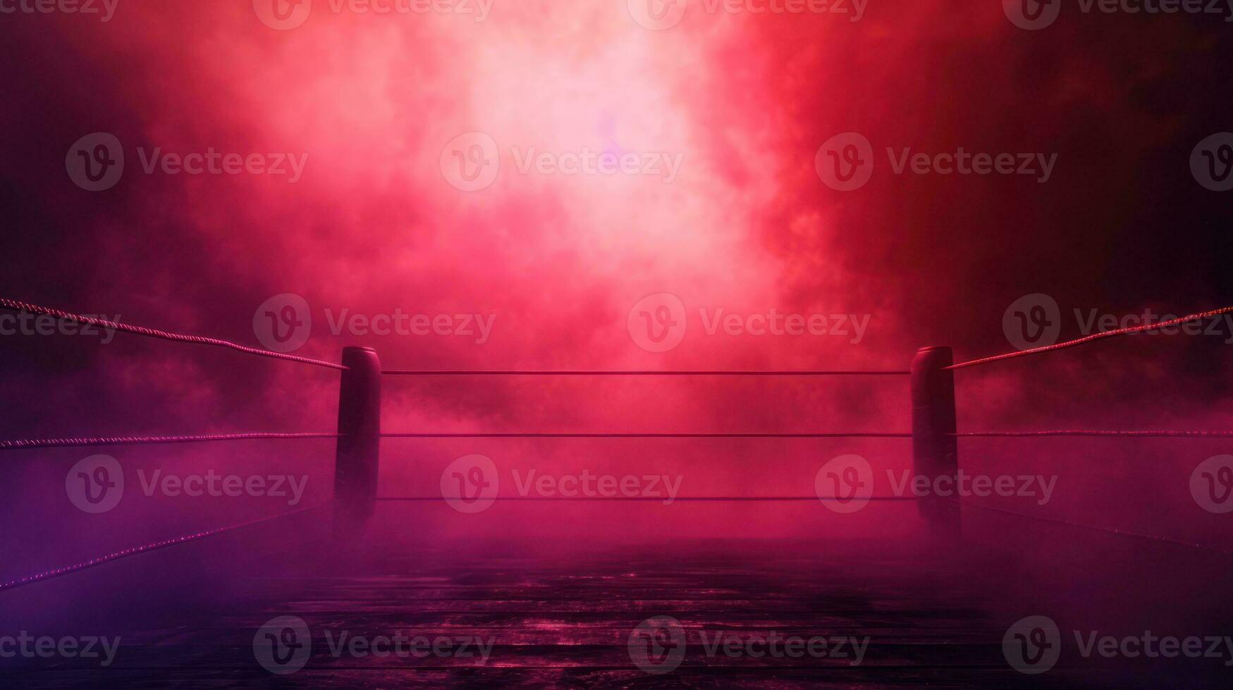 AI generated Generative AI, professional boxing ring with spotlights and smokey background, martial arts sport photo