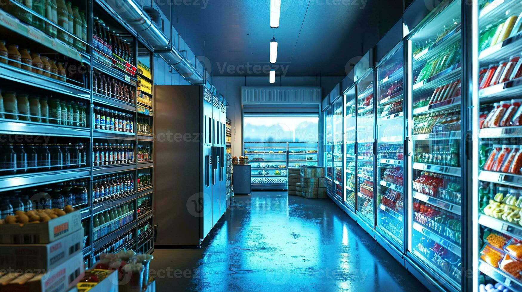 AI generated Generative AI, Temperature-controlled refrigerated storage, cold warehouse, commercial refrigeration equipment photo