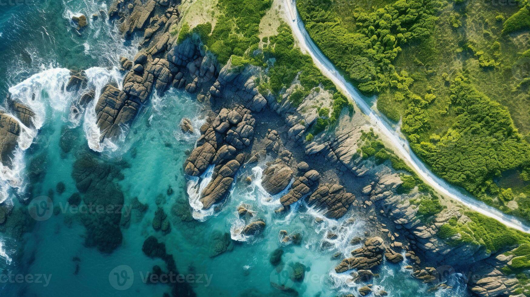 AI generated Generative AI, aerial view of labyrinth waterways, drone photo, beautiful landscape photo