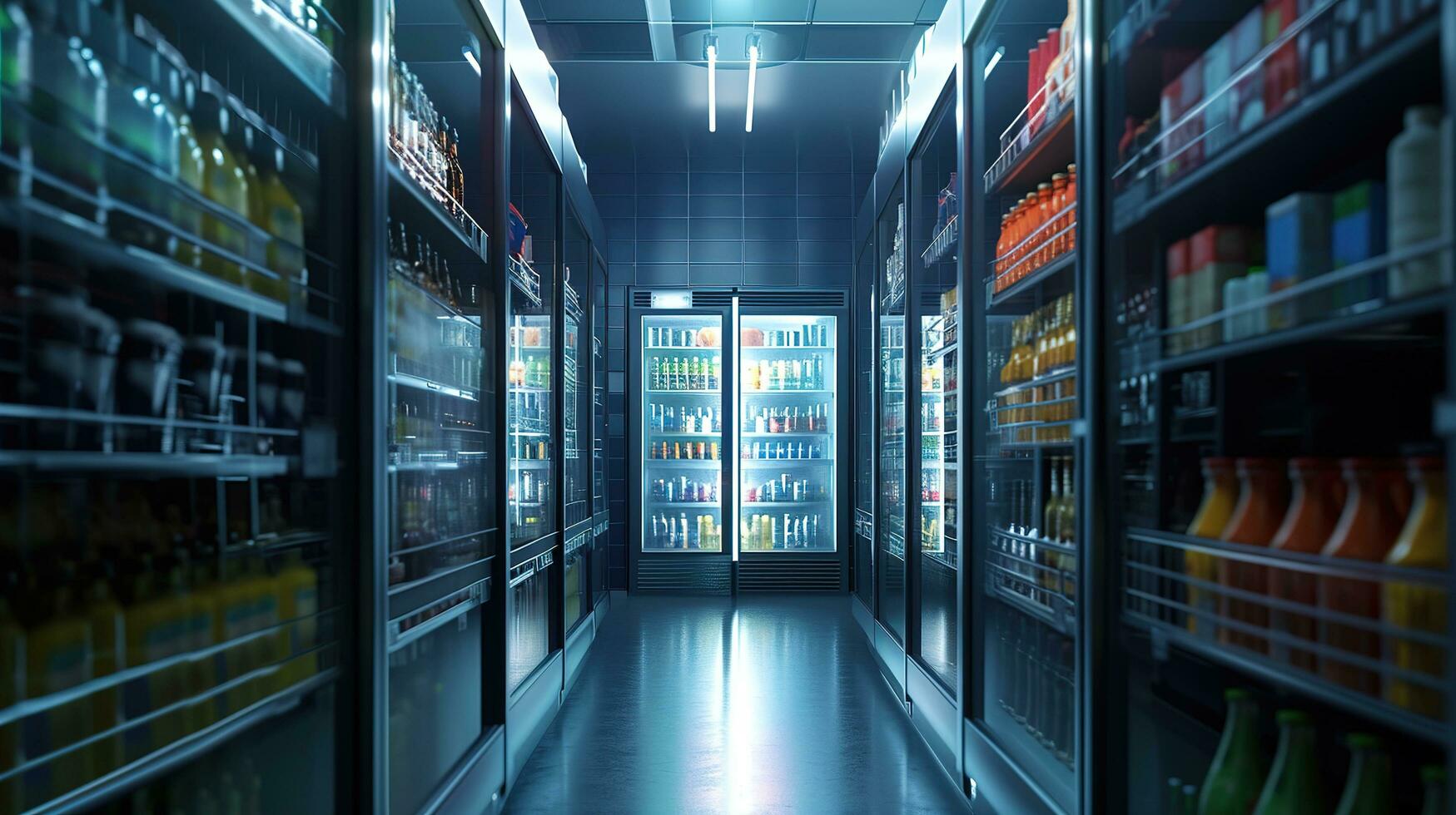 AI generated Generative AI, Temperature-controlled refrigerated storage, cold warehouse, commercial refrigeration equipment photo