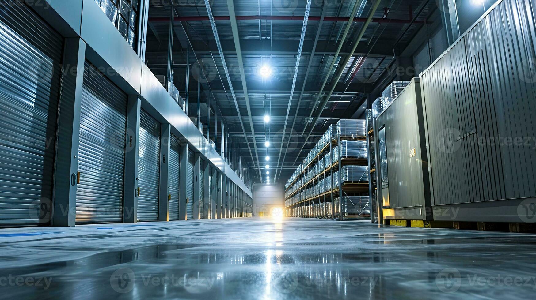 AI generated Generative AI, Temperature-controlled refrigerated storage, cold warehouse, commercial refrigeration equipment photo