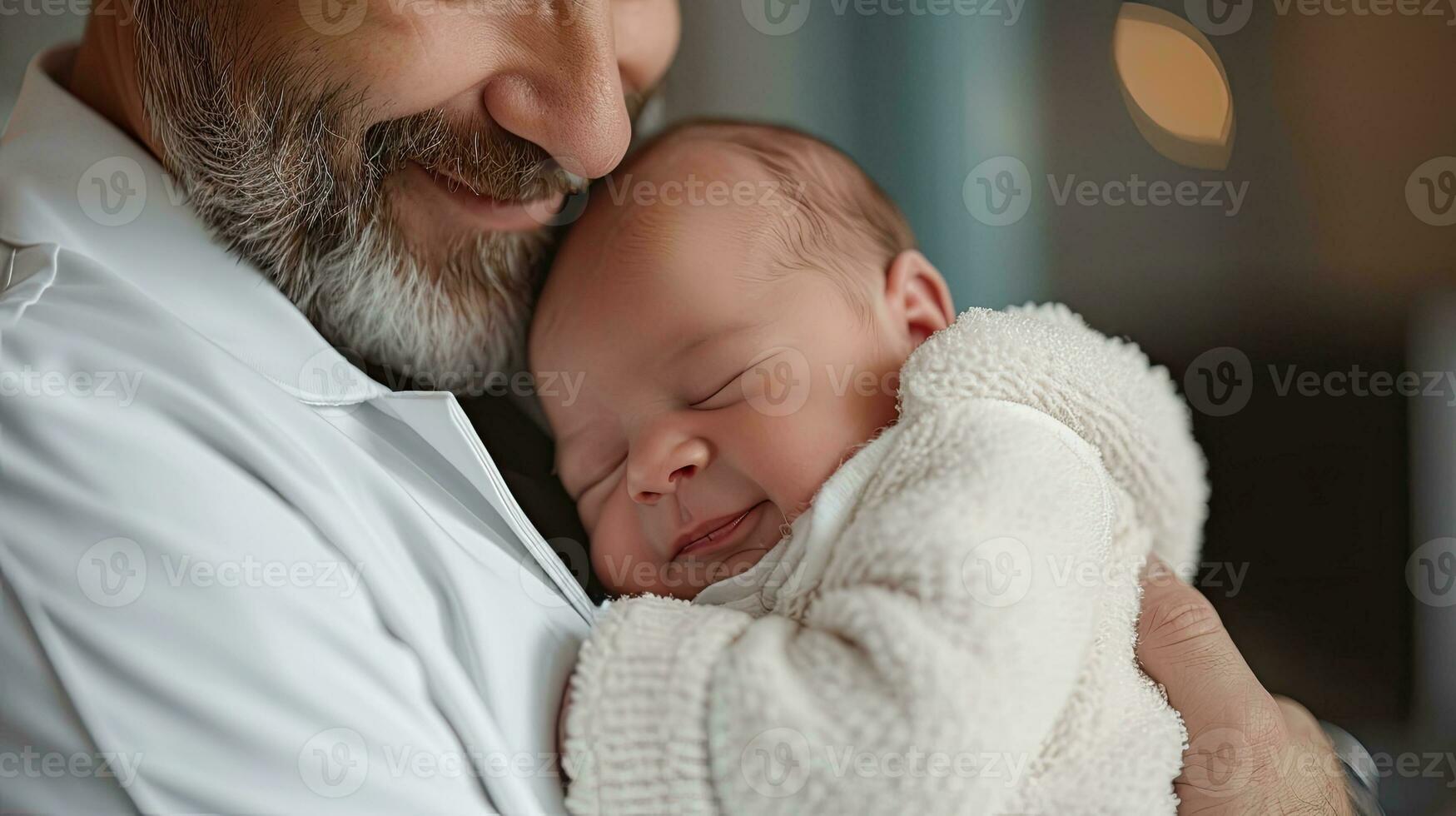 ai generado generativo ai, pediatra médico participación un recién nacido bebé en hospital, concepto de parto y cuidado de la salud profesionales foto