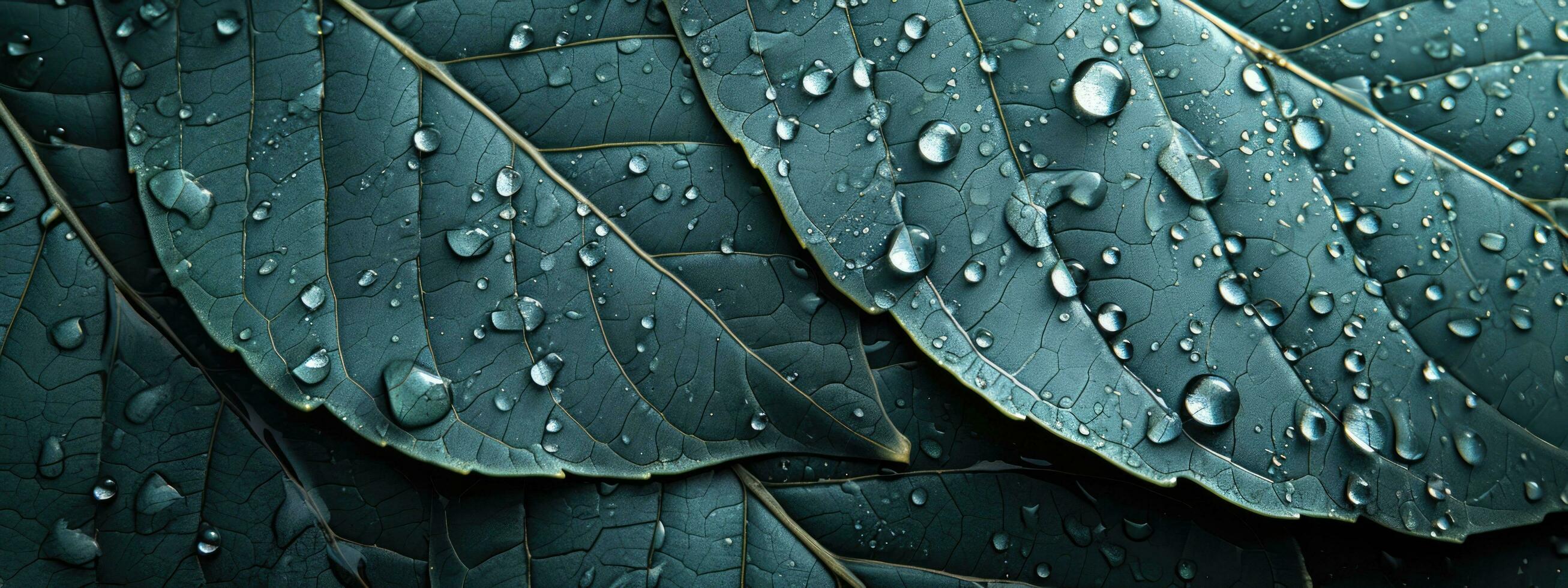 AI generated Generative AI, macro texture of green leaf with water drops, green foliage texture, ecology background photo