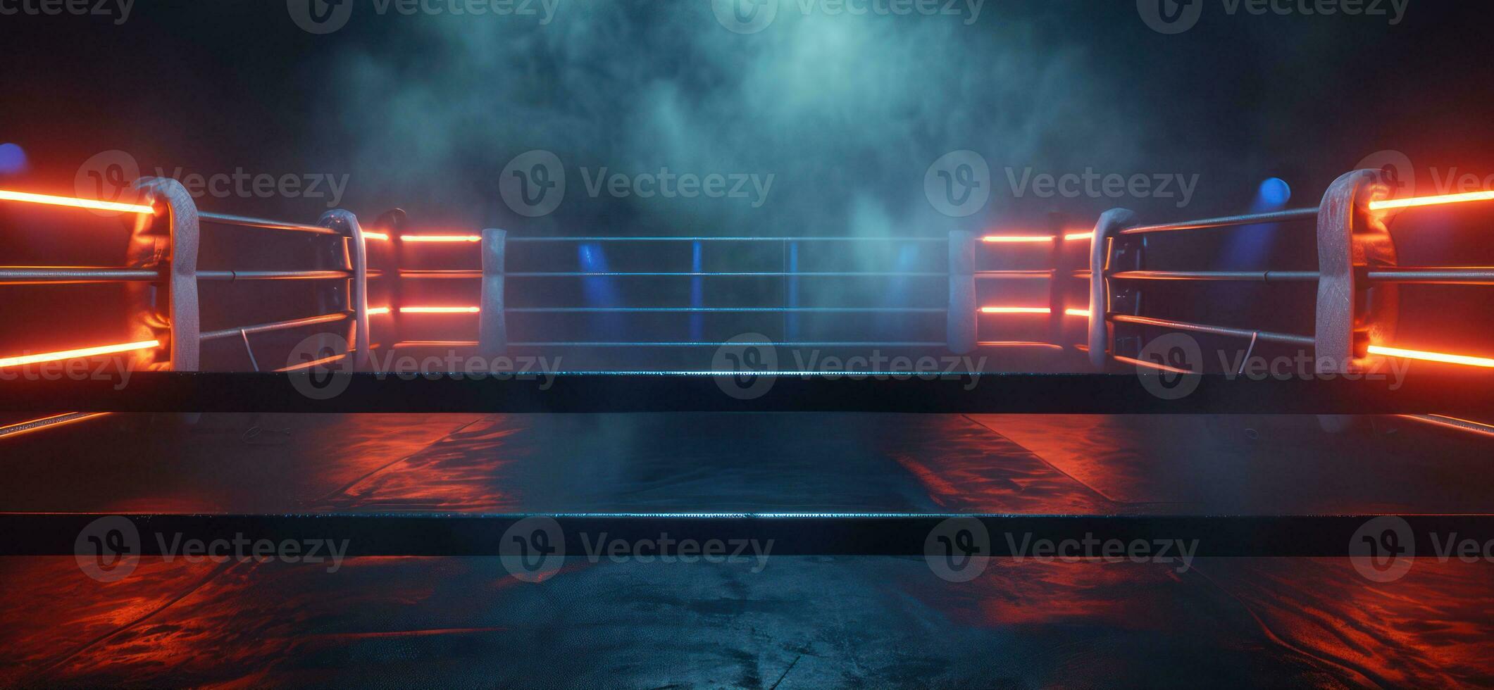 AI generated Generative AI, professional boxing ring with spotlights and smokey background, martial arts sport photo