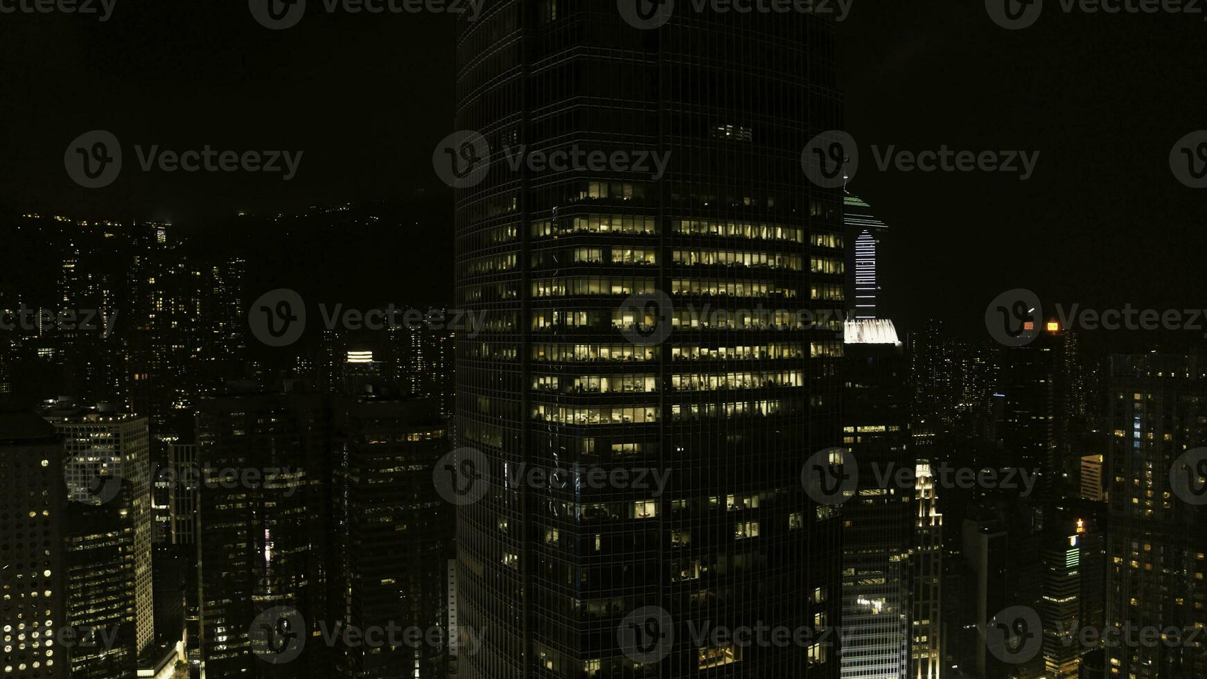 Top view of the skyscrapers in the big city at night. Stock. Great view of the city at night photo