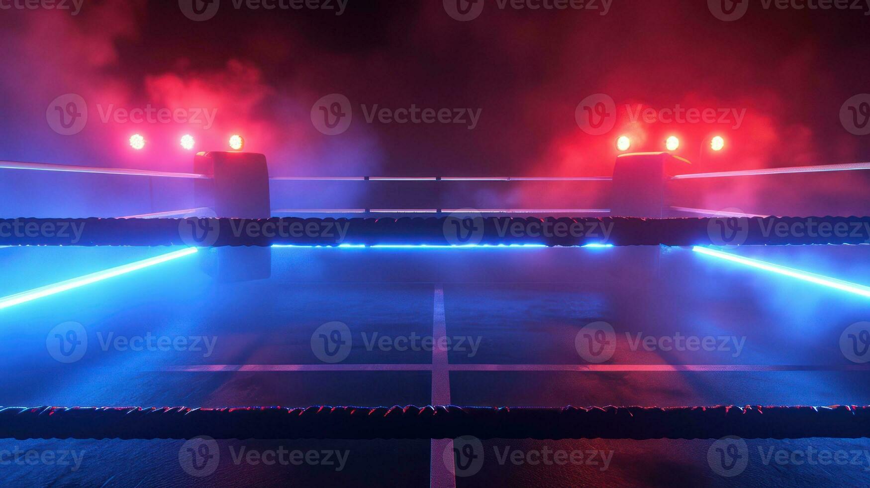 AI generated Generative AI, professional boxing ring with spotlights and smokey background, martial arts sport photo