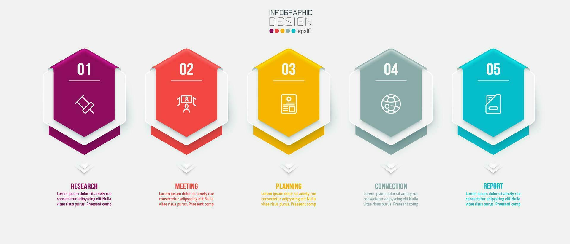 concepto de negocio de plantilla infográfica con paso. vector