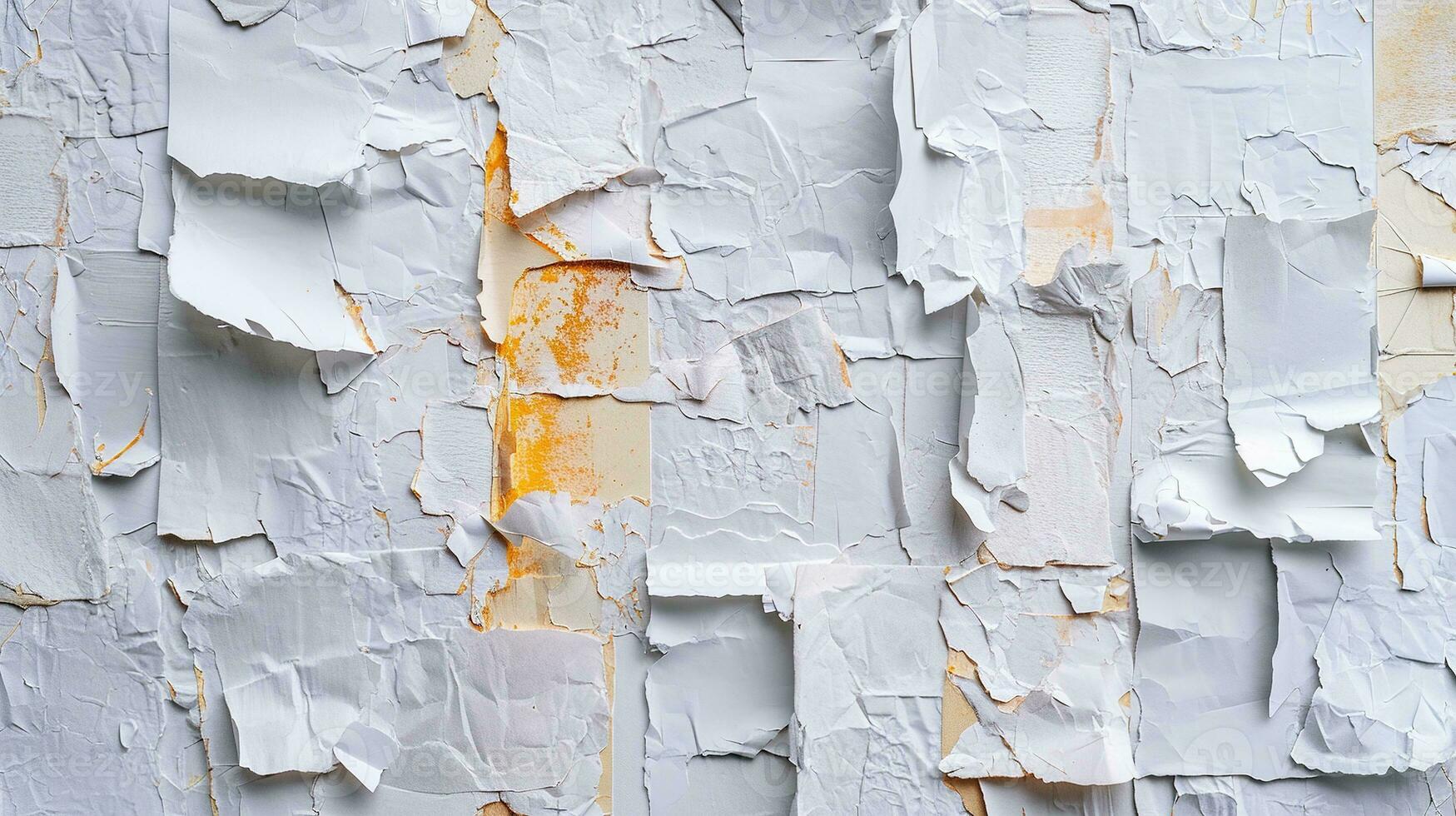 AI generated Generative AI, collage of waste paper pieces, ripped paper with torn, recycling concept photo