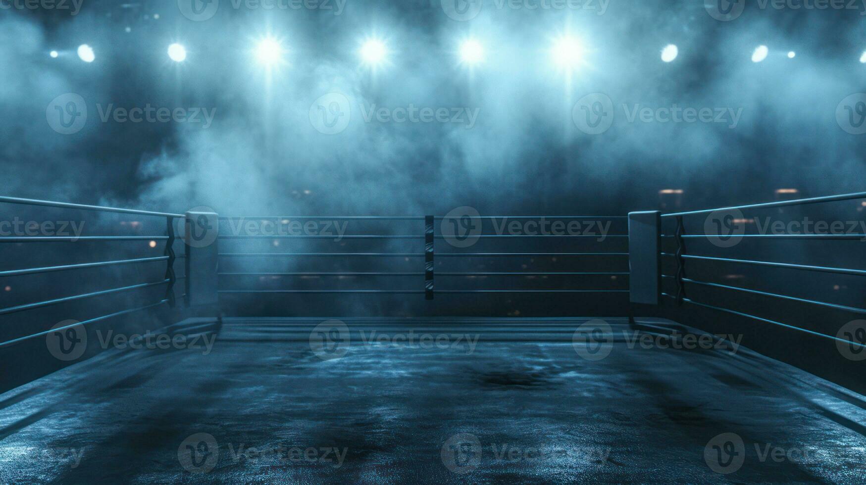 AI generated Generative AI, professional boxing ring with spotlights and smokey background, martial arts sport photo