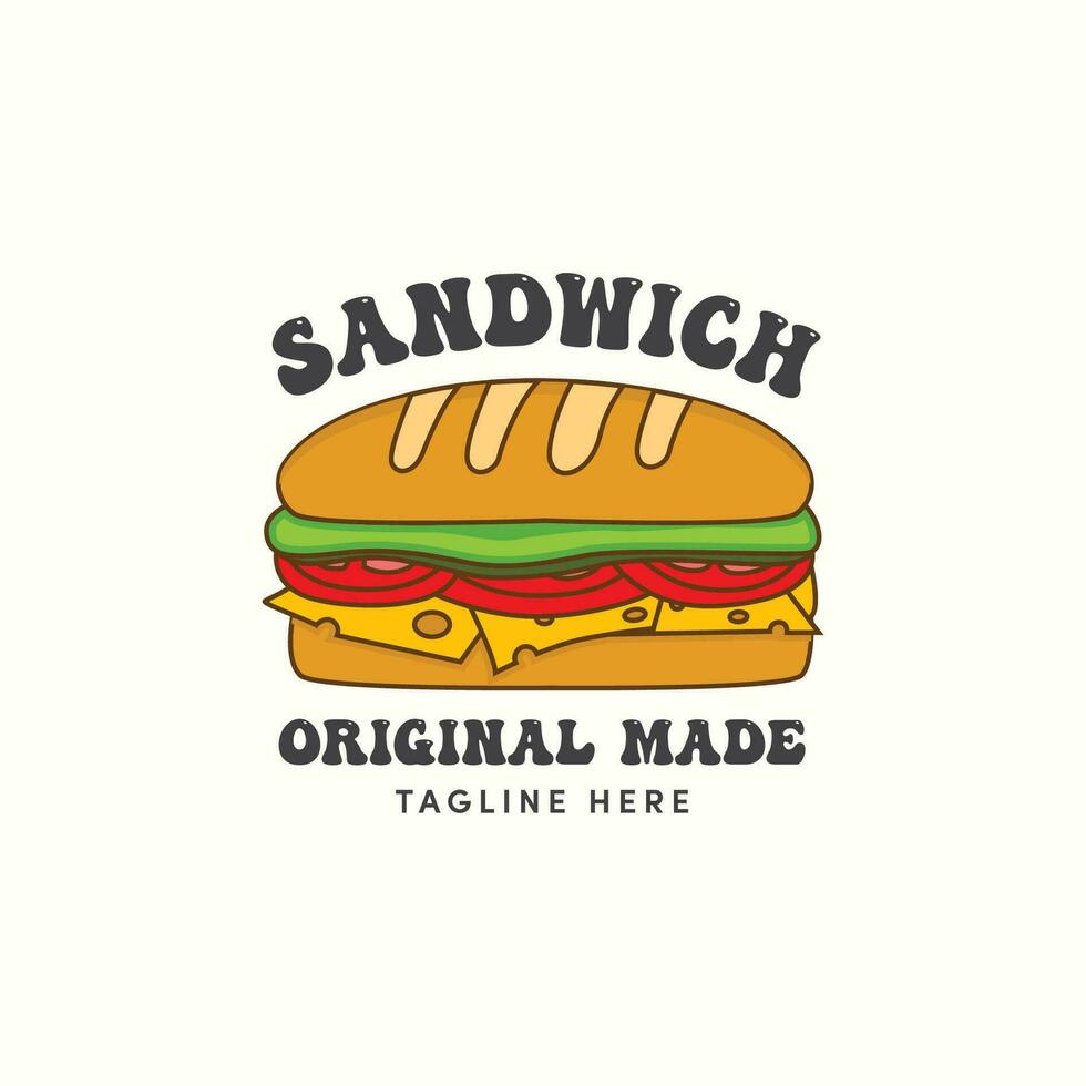 sandwich logo template for restaurant and cafe business vector