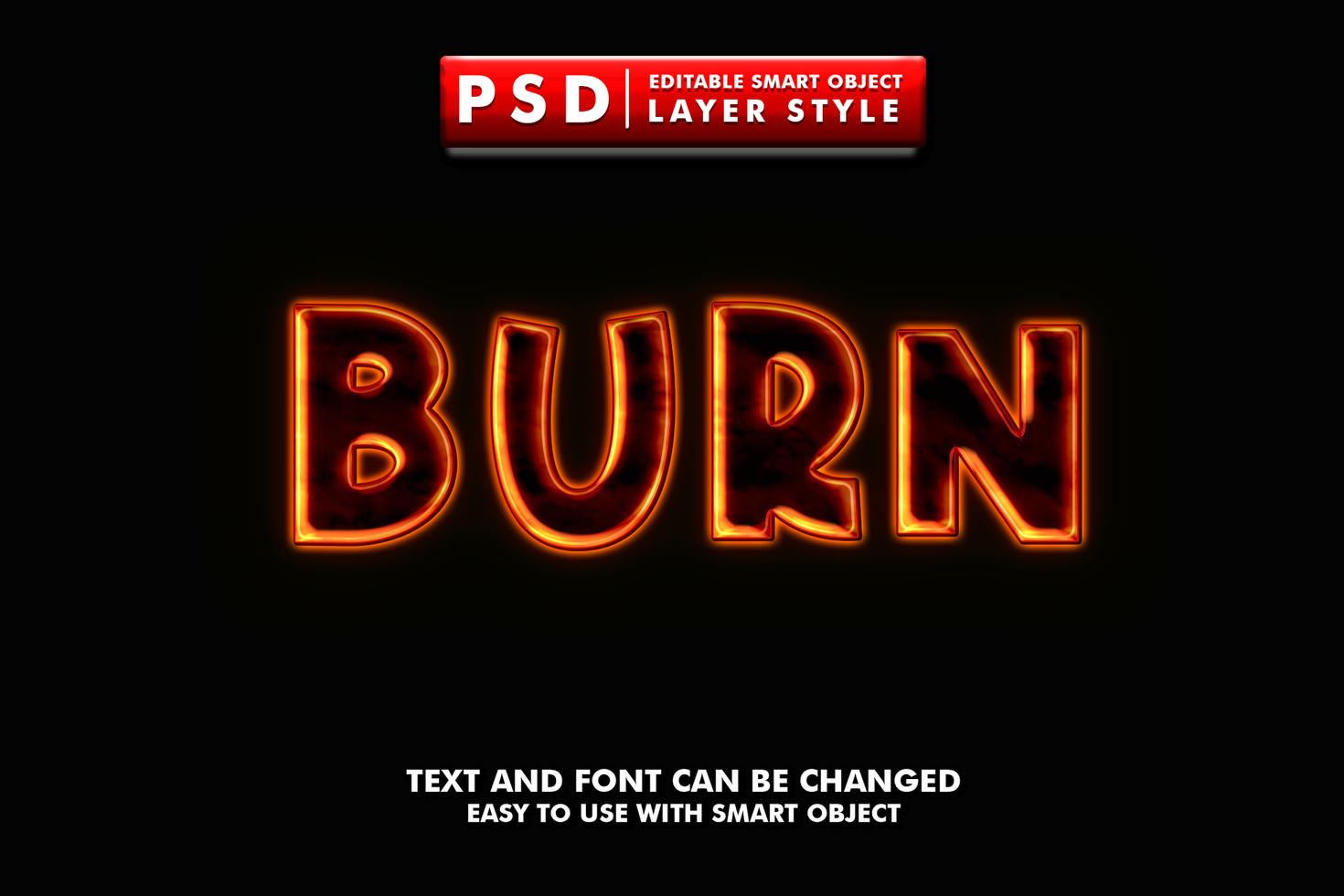 Burn Editable Text Effect psd