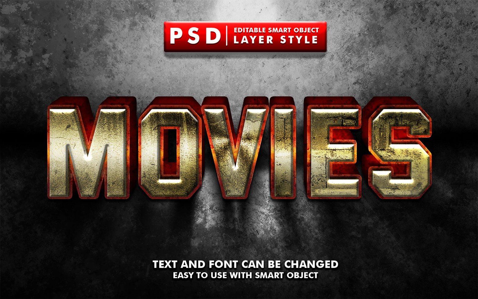 Movies Editable Text Effect psd