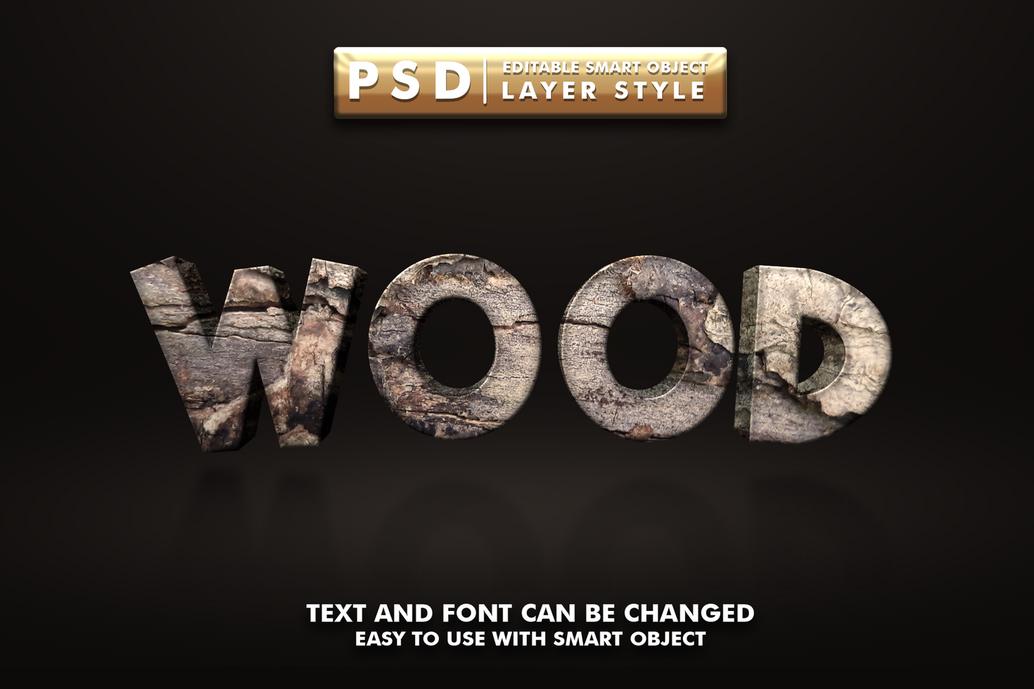 Wood Editable Text Effect psd